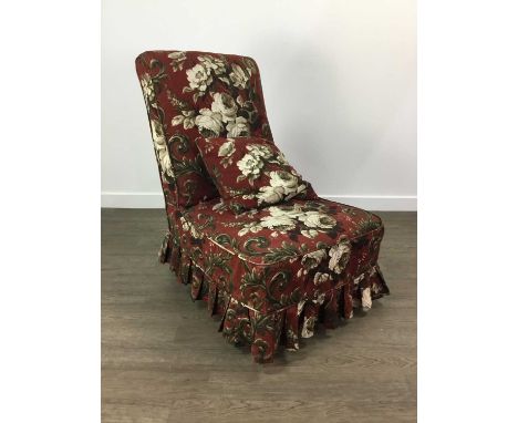 the chair upholstered in floral fabric, along with a firescreen and a modern towel rail Qty: 3