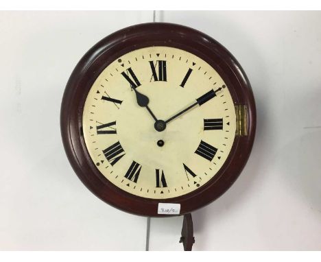 the circular wall clock in oak case, the dial set with Roman numerals, along with another wall clock46cm diameter Qty: 2