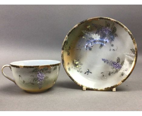 the tea service painted with birds and foliage, the coffee service with dragons, also a Japanese kutani teapot and other cera