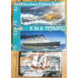8x model kits, Airfix,1:1600 scale HMS Belfast, Revell, 1:1350 scale HMS Revenge, Revell, 1:1200