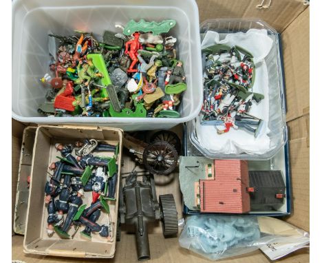 Quantity of mixed Lead and plastic military figures, Mainly by Britains, including Eyes right, Deetail, Airfix. Also includes
