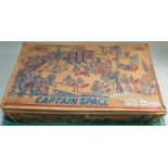 Louis Marx No. 7026 "Captain Space " Solar academy play set, containing tin plate buildings, plastic