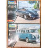 2x 1:16 Scale Revell model kits. Level 5 Volkswagen T1 Samba Bus, Containing 123 parts, And measures