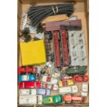 Quantity of various makes to include die cast and 00 gauge railway items. Makes include Corgi,