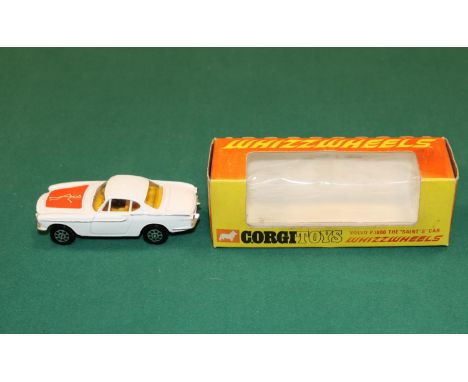 Corgi Toys Whizzwheels Volvo P1800 The 'Saint's' Car (201). In white with red interior and red paper label to bonnet. Boxed, 