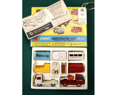 Corgi Toys Gift set 24, Commer set ( Commer 3/4 ton Chassis). Set contains 2 commer flat bed vehicles that you can add differ