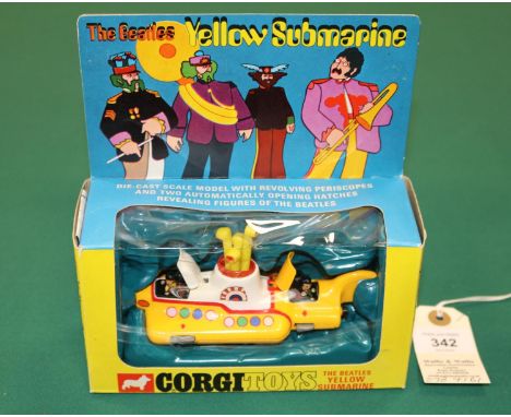 Corgi Toys The Beatles YELLOW SUBMARINE (803). An example in deep yellow and white with light yellow plastic periscopes. With