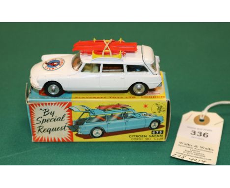 Corgi Toys Citroen Safari Olympic Winter Sports (475). In white with light brown/green interior, 'Corgi Ski Club' decal to bo