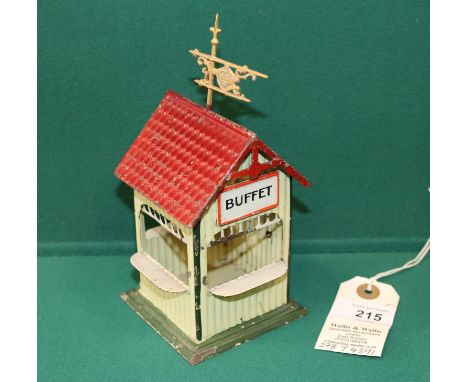 Bing Platform annex Model 10203 Made around 1910. White corrugated iron house with the inscription "Buffet", opening door to 