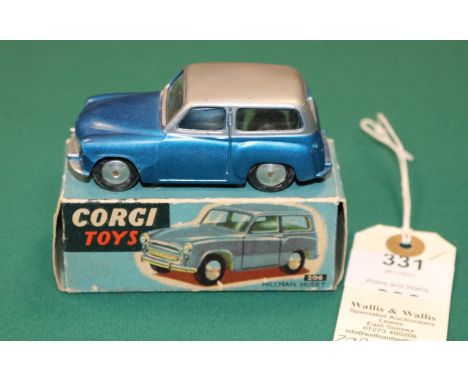 Corgi Toys Hillman Husky (206). An early example in metallic silver and metallic blue, with smooth spun wheels and black tyre