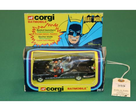 Corgi Toys Batmobile (267). A mid 1970's example with the thinner plastic Whizzwheels fitted, blue plastic glazing, complete 