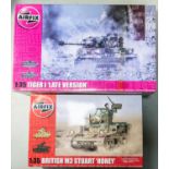 4x 1:35 scale Airfix Tank model kits. British M3 Stuart "Honey", Tiger 1 "Late Version", M4A3(76)W