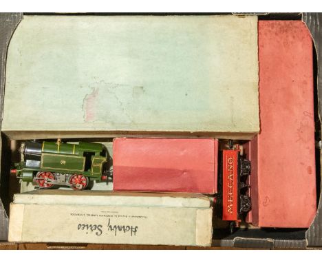 Hornby O Gauge electric 3-rail 0-4-0 tank locomotive in GWR lined Brunswick Green livery, with red wheels and light to boiler
