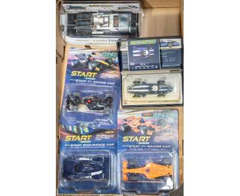 8 Scalextric cars. Legends, Maserati 250F, Limited edition of 2500, Ford Thunderbird Red/White /Gold, Pagani Huayra Roadster 