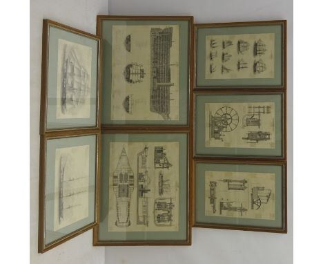 Late 19th century Maritime & Engineering interest engravings including Steam Engine, Marine Steam Engine, Screw Steam Ship Du