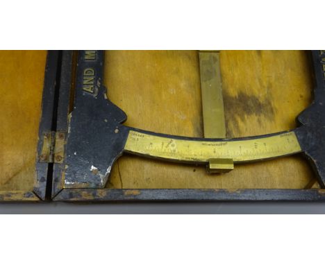 Lefebavre's Patent Apparatus for Levelling and Measuring Angles, with brass arm and Inclination per Foot scale,  24cm x 30cm,