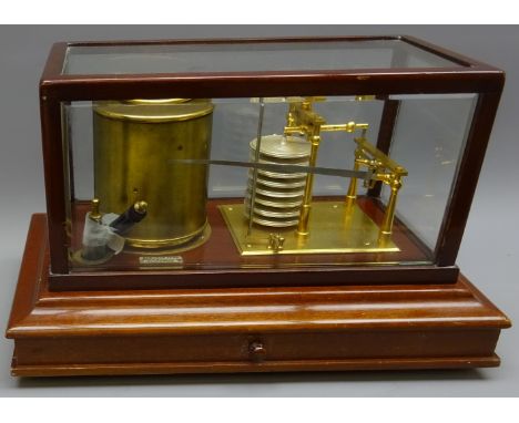 Short & Mason 'Tycos' Barograph No.123130, lacquered brass mechanism with eight bellow silvere aneroid, clockwork drum stampe