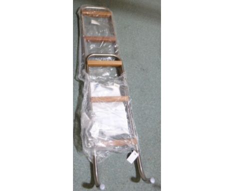 Trem folding aluminium Stern Boarding Ladder with five wooden treads, L130cm   Condition Report  Unused, still in plastic wra