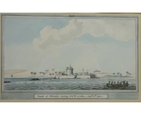 Rev. Cooper Willyams (British 1762-1816): 'Egypt - Castle of Aboukir bearing S'6'W 5 miles August 12th 1798', watercolour sig