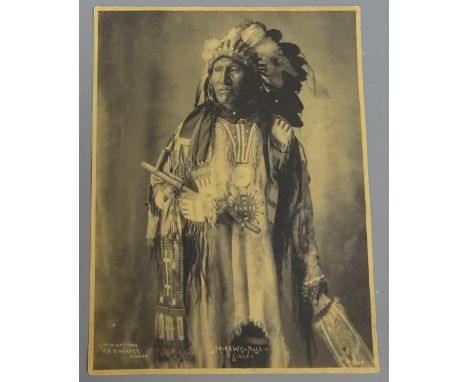 Frank A. Rinehart portrait of a Native American Indian titled 'Strike with Nose, Sioux' platinum print on card No.1504, copyr