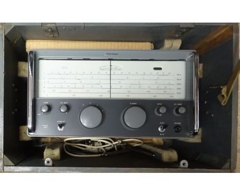 Eddystone 840C Communications Receiver, with Instructions leaflets in Grey painted metal bound transit case with white lid an