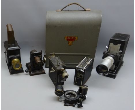 Cornet 9.5mm camera, Campro 9.5mm camera and projector, 35mm tinplate projector, Pullin slide and film strip projector, AMP s