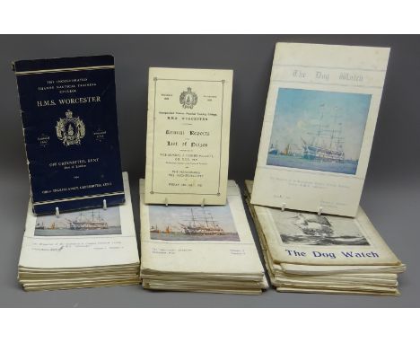 HMS Worcester Nautical Training College Prospectus, Annual Reports 1961 and a selection of 'The Dog Watch 'magazines 1926 to 