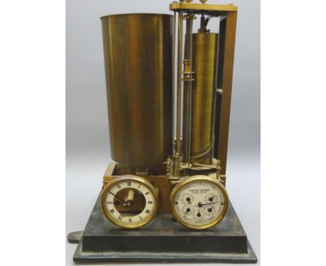 Early 20th century George Kent 'Venturi Orivent' brass pumping station water meter flow and pressure recorder, twin white ena