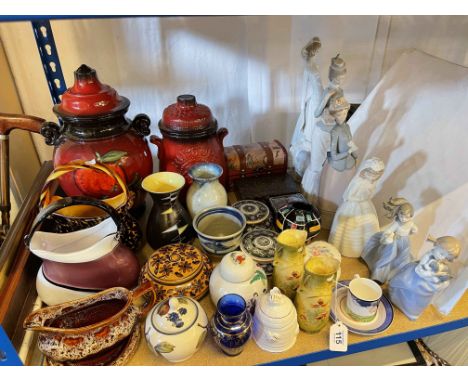 Lladro 4893, Lladro Lady with Turkeys, Nao figurines, Murano glass handbags, Clarice Cliff blue firs, etc.