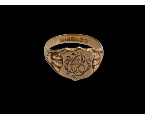 9 carat gold signet ring.