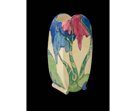 Rare Clarice Cliff Rudyard pattern Bon Jour shape vase, 12.5cm.