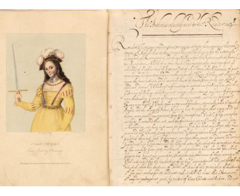 [Silhon, Jean de.] [The State Minister], Manuscript Copy, c. 1690, [9], 220 pages, hand-coloured engraved frontispiece of Joa