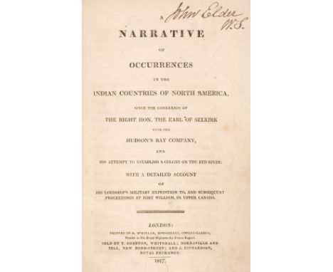 [Wilcocke, Samuel Hull]. A Narrative of Occurences in the Indian Countries of North America, since the connexion of the Right