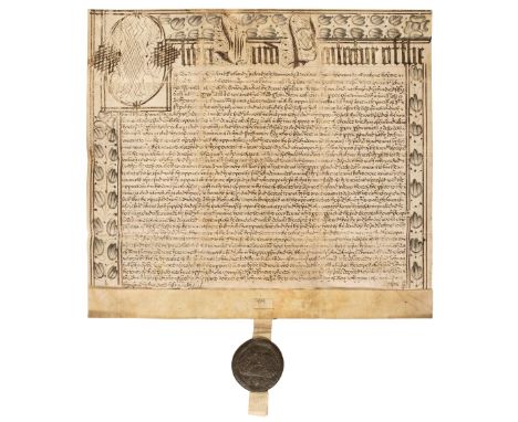 * Cromwell (Oliver, 1599-1658). Lord Protector of England. Great Seal of the Commonwealth, attached to a vellum document, Wes
