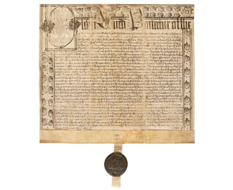 * Cromwell (Oliver, 1599-1658). Lord Protector of England. Great Seal of the Commonwealth, attached to a vellum document, Wes