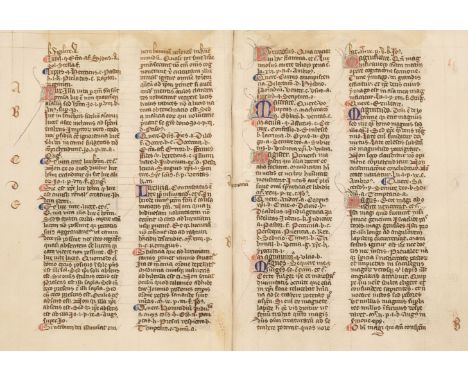 Index of Thomas Aquinas (1225-1274). Catena aurea in quatuor Evangelia, in Latin, decorated manuscript on vellum, [France, 14