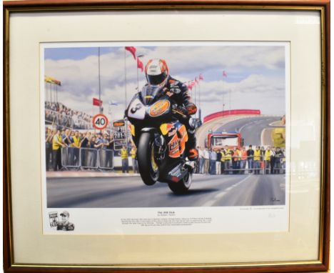 AUTOMOBILIA - ROBERT TOMLIN (BRITISH, CONTEMPORARY)  'The 200 Club' [Michael Rutter at the 2004 Nortwest 200 road race],  col