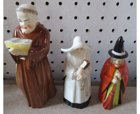 3 Royal Worcester candle snuffers, Witch, Nun and Monk, all are in good condition
