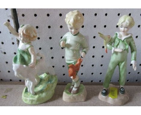 3 Royal Worcester figures, Woodland Walk, Little Parakeet, Springtime, all are in good condition