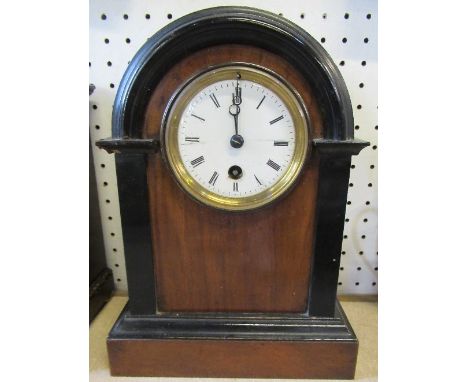 A mahogany cased mantel clock, the white enamel dial chipped and cracked, movement numbered 1213