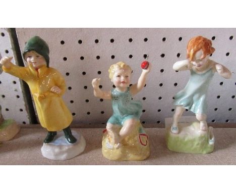 3 Royal Worcester figures, Lost Slipper, Sunshine Days, Fisherman, all are in good condition