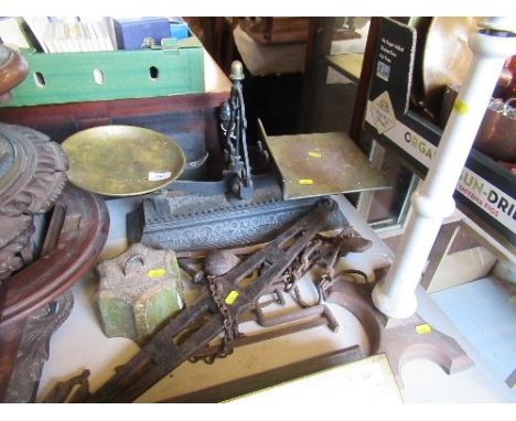 A set of scales, William Farnell &amp; Co, 108 Victoria, Bristol, together with various accessories, af