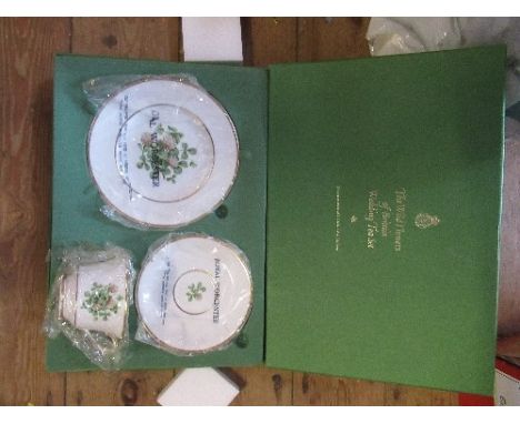 A Royal Worcester wild flowers of Britain wedding tea set, commemorating the marriage of the Prince of Wales to Lady Diana Sp