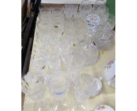 A suite of drinking glasses, together with a rose bowl and decanter, to include Royal Albert Brierley, etc.