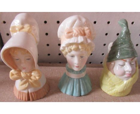 3 Royal Worcester candle snuffers, Young Girl, Mob Cap and Mr Cordle, all are in good condition