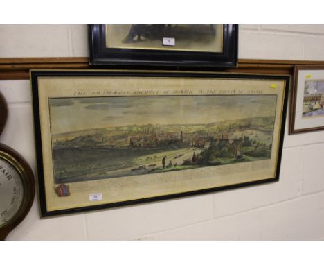 A 19th Century hand coloured print depicting the South West Prospect of Ipswich