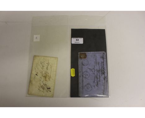 Postal History entire "Sent in Error" to Channel Fleet 1812, much travelled 1872 letter, unknown in Durham area; and an East 