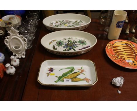 Two Portmeirion pottery dishes; together with a Royal Worcester dish