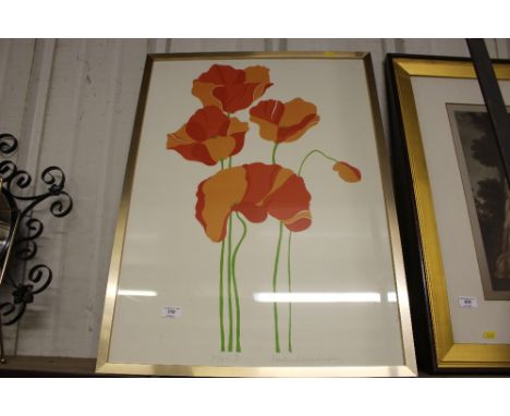 A coloured print entitled "Poppies II"