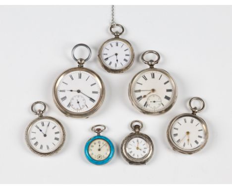 A quantity of silver cased pocket watches to include one by Arthur Baume, 1883; one by George Heath, 1885, both London; toget